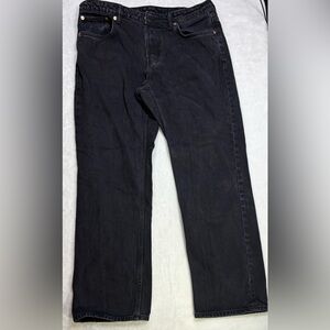 Weekday Pin Mid Straight Jeans W32 L30 Men’s Black Denim Cotton Classic Fit
